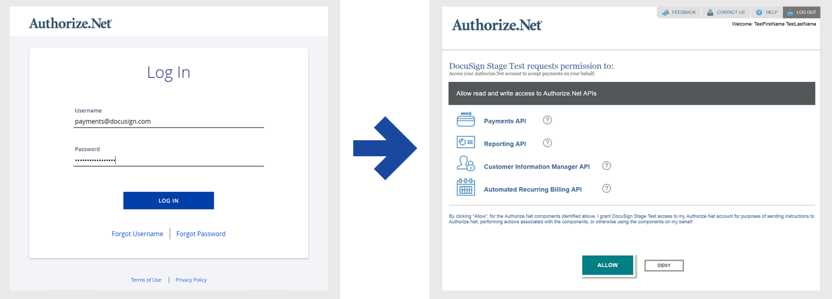Connect to your Authorize.Net account