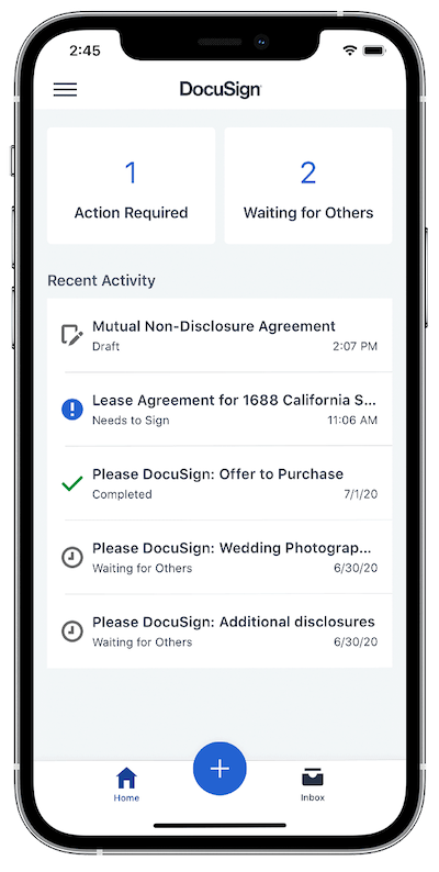 DocuSign mobile electronic signature app for business