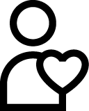 Person with a heart on chest icon