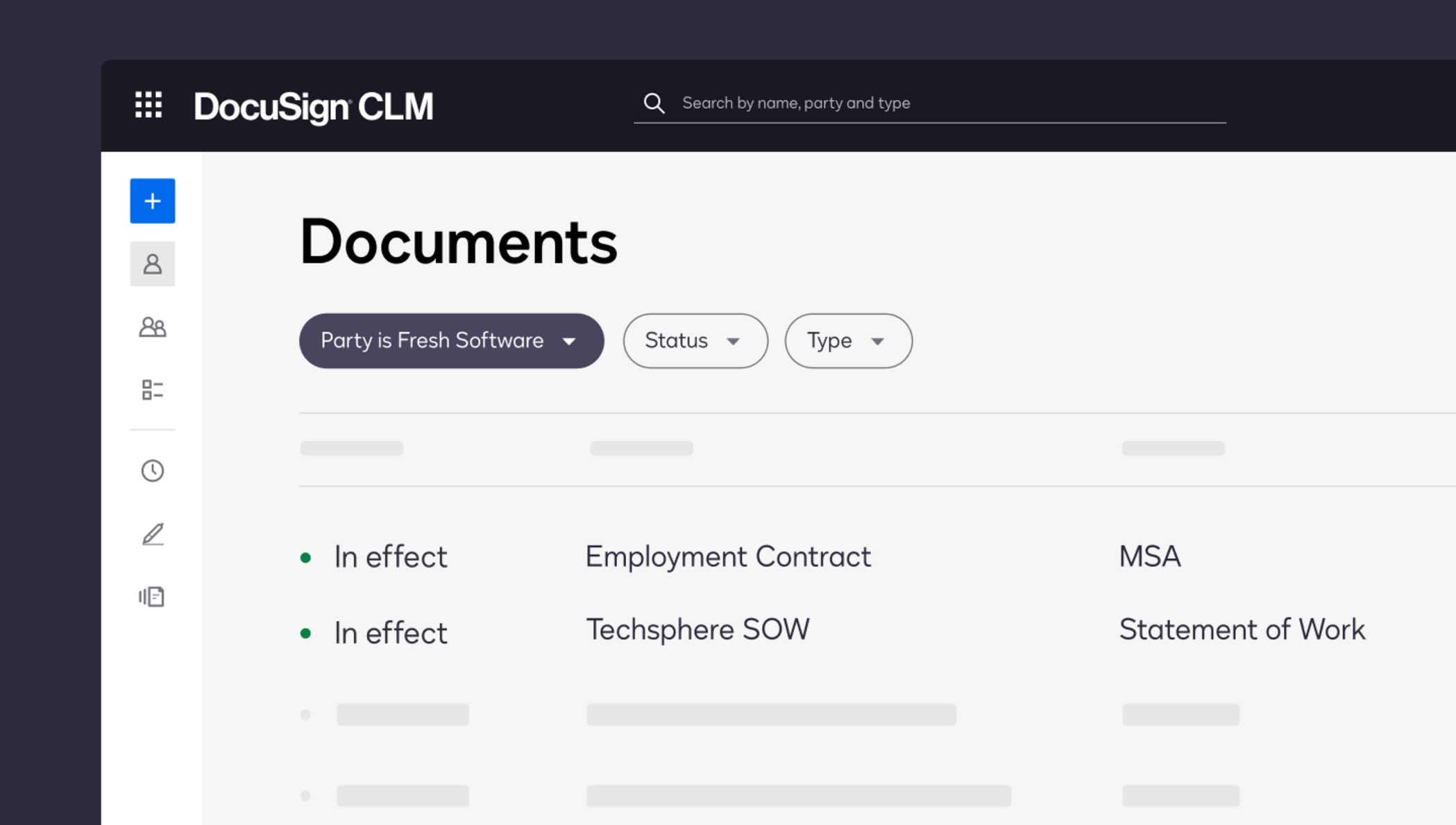 CLM product image showing all contracts in a centralized location.