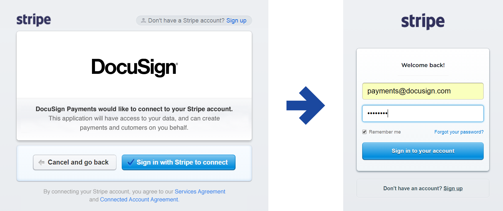 Connect to your Stripe account